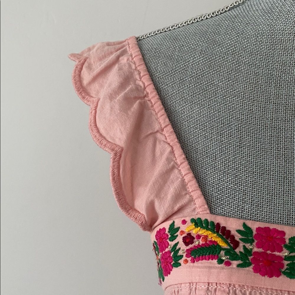 VTG Juicy Couture Light Pink Ruffled Strap Blouse Sz 0 Floral Embroidered Y2K - Picture 10 of 11